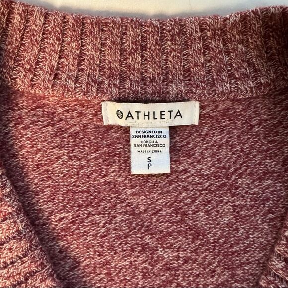 Athleta sz S Wine Red Vital V-Neck Tunic Sweater Cashmere Wool Lounge Oversized - Picture 6 of 12